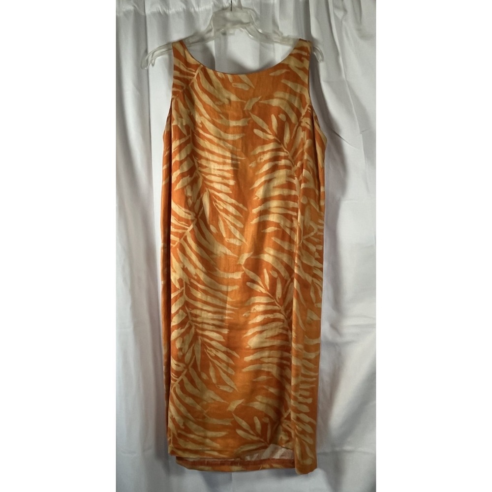 Ellen Tracy Company 100% Linen Short Sleeveless Sun Dress Size 12 Orange/Gold‎
